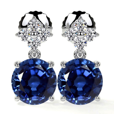 Natural Blue Sapphire Earrings in Prong Setting: 