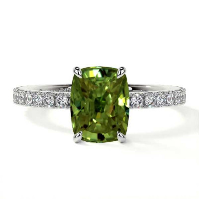 Cushion Cut Alexandrite Engagement Rings from Ceylon: 