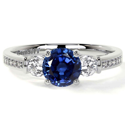 Round Shaped Tanzanite Engagement Rings in Excellent Grade: 