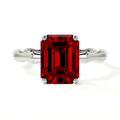 Untreated Heirloom Emerald Cut Ruby Rings: 
