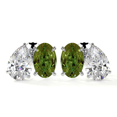 Natural Alexandrite Earrings in Oval Shape: 