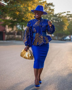 Electric blue tops, ankara designs, beautiful long sleeve top, casual top, ankara blouse: Ankara Outfits,  Ankara Dresses  