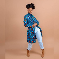 Electric blue colour ideas with jeans, long sleeve ankara top, stylish top, ankara designs: Ankara With Denim,  Ankara Dresses  