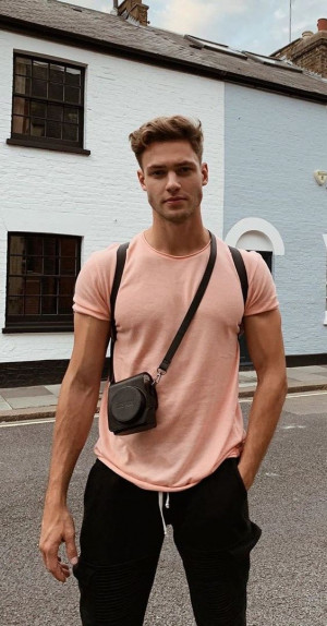Peach shirt men outfit casual: 