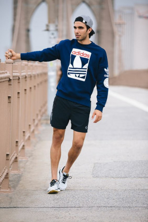 Sweatshirt and shorts outfit men: 