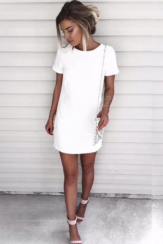 Outfits Ideas for Tall Girls: Shimmy, shuffle, and shake in the Shift and Shout Ivory Shift Dress, because you...