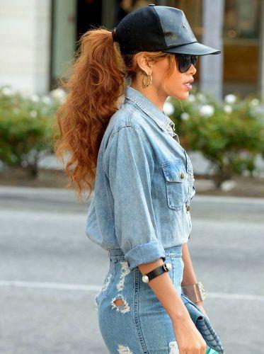 All denim outfit: Baseball cap,  Snapback Hair,  Denim T-Shirt,  Denim Shirt  