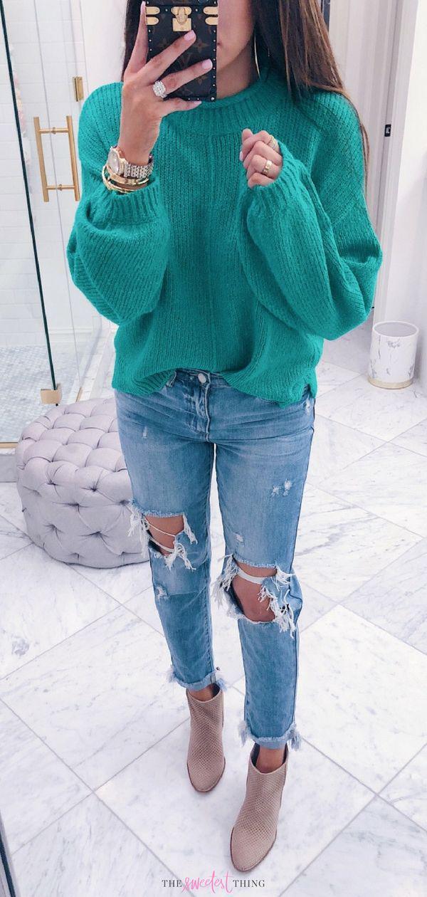 Stylish Fall Outfits For Women Winter Fashion Outfits - Denim Outfits 2019: Denim Outfits,  Outfit with jeans,  Blue Jeans  