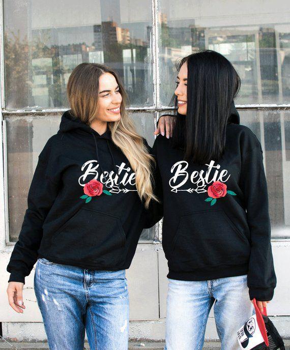 Best Friends Hoodies Matching outfit: Gender reveal,  Best Friends Matching Outfits,  Besties outfits,  Black Hoodie,  Hoodie,  Hoodie outfit  