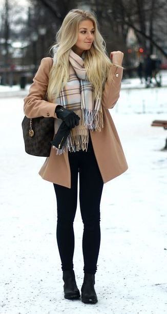 Winter Black Legging outfit women: winter outfits,  Over-The-Knee Boot,  Black Leggings,  Polo coat  