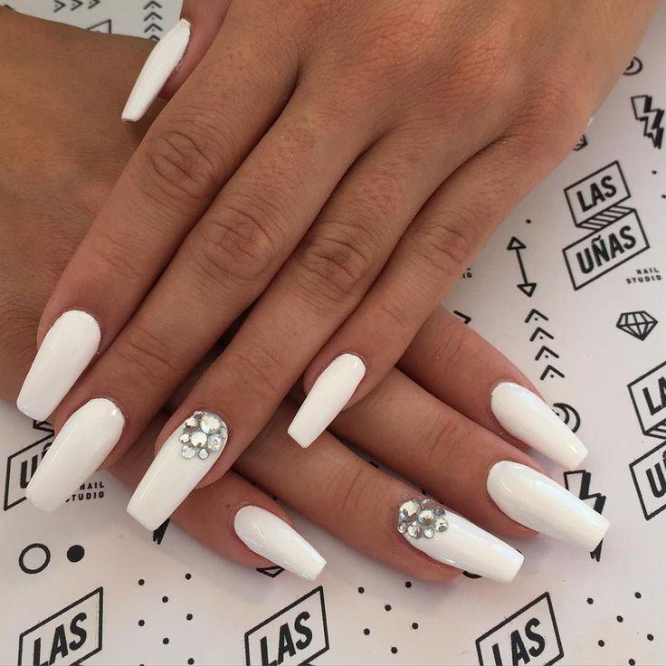 White coffin nails: Nail Polish,  Gel nails,  French manicure  