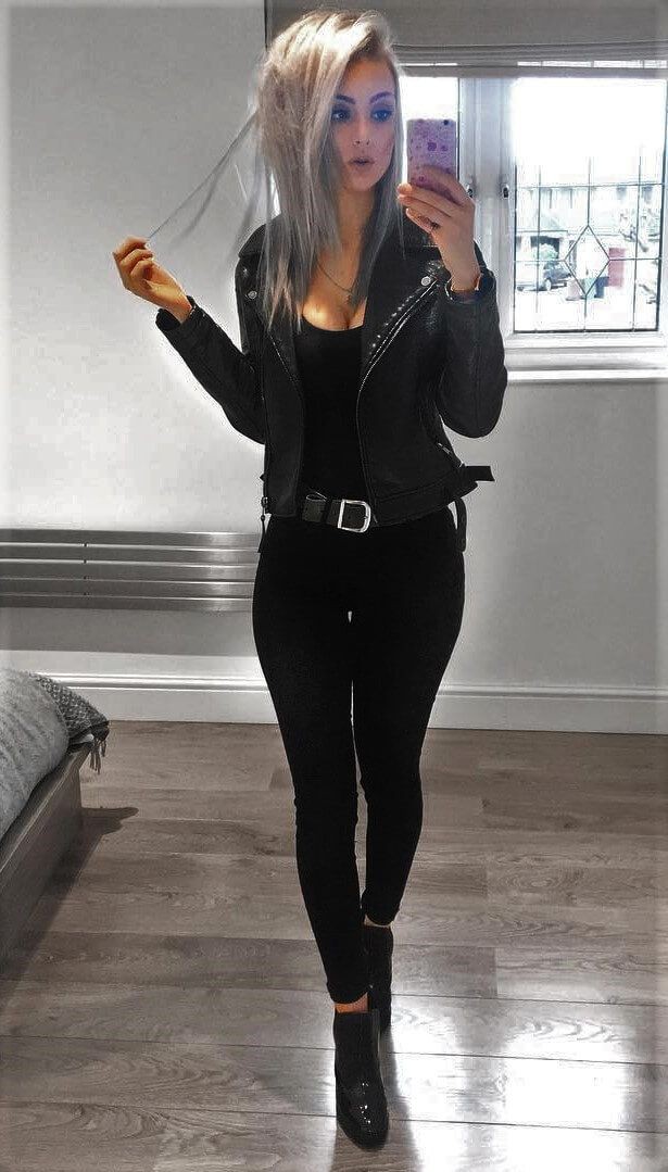 Black Skinny Jeans Outfit Tumblr: Black Jeans Outfit,  winter outfits,  Leather jacket  