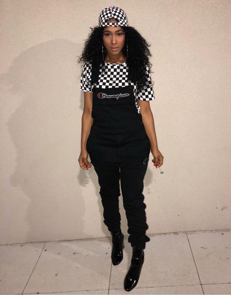 Polar Fleece Overall Crop Top Outfit For Black Girls: Polar fleece,  Champion Overalls Outfits  