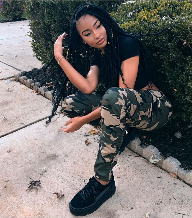 Karin jinsui in faux locs: Lace wig,  Box braids,  Military Outfit Ideas  