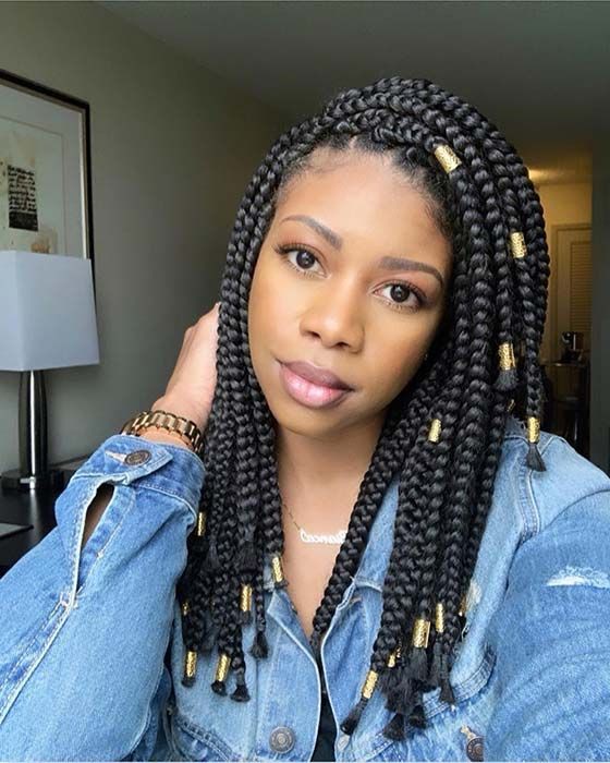 Cute Large Box Braid Hairstyle: African Americans,  Box braids,  French braid,  Box Braid  