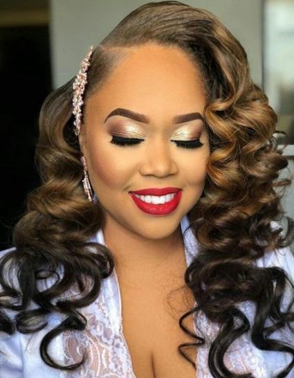 Medium Hair Black Wedding Hairstyles With Veil: Wedding dress,  African Wedding Hairstyles  