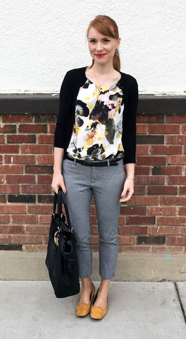 Black cardigan work outfit for teacher: Informal wear,  Capri pants,  Teachers Outfits,  Rachel Roy  
