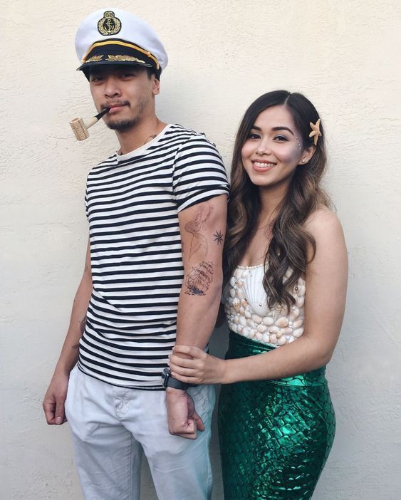 Mermaid and sailor costume, Halloween costume: Halloween costume,  Mermaid Costume,  Couples Halloween Costumes  