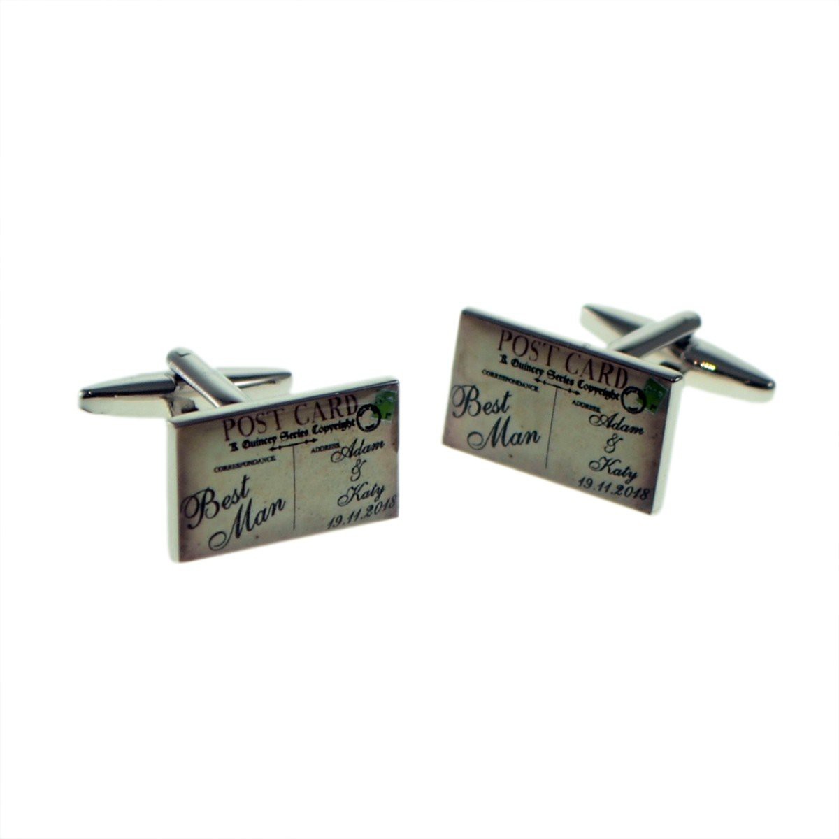 RETRO POST CARD STYLE PERSONALISED WEDDING CUFFLINKS £24.99: Wedding Cufflinks,  wedding gift  