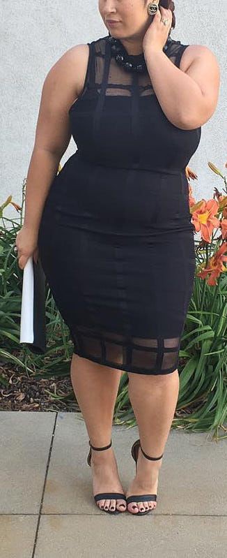 Little black dress, Plus-size model: Plus size outfit,  Evening gown,  Plus-Size Model,  black dress  