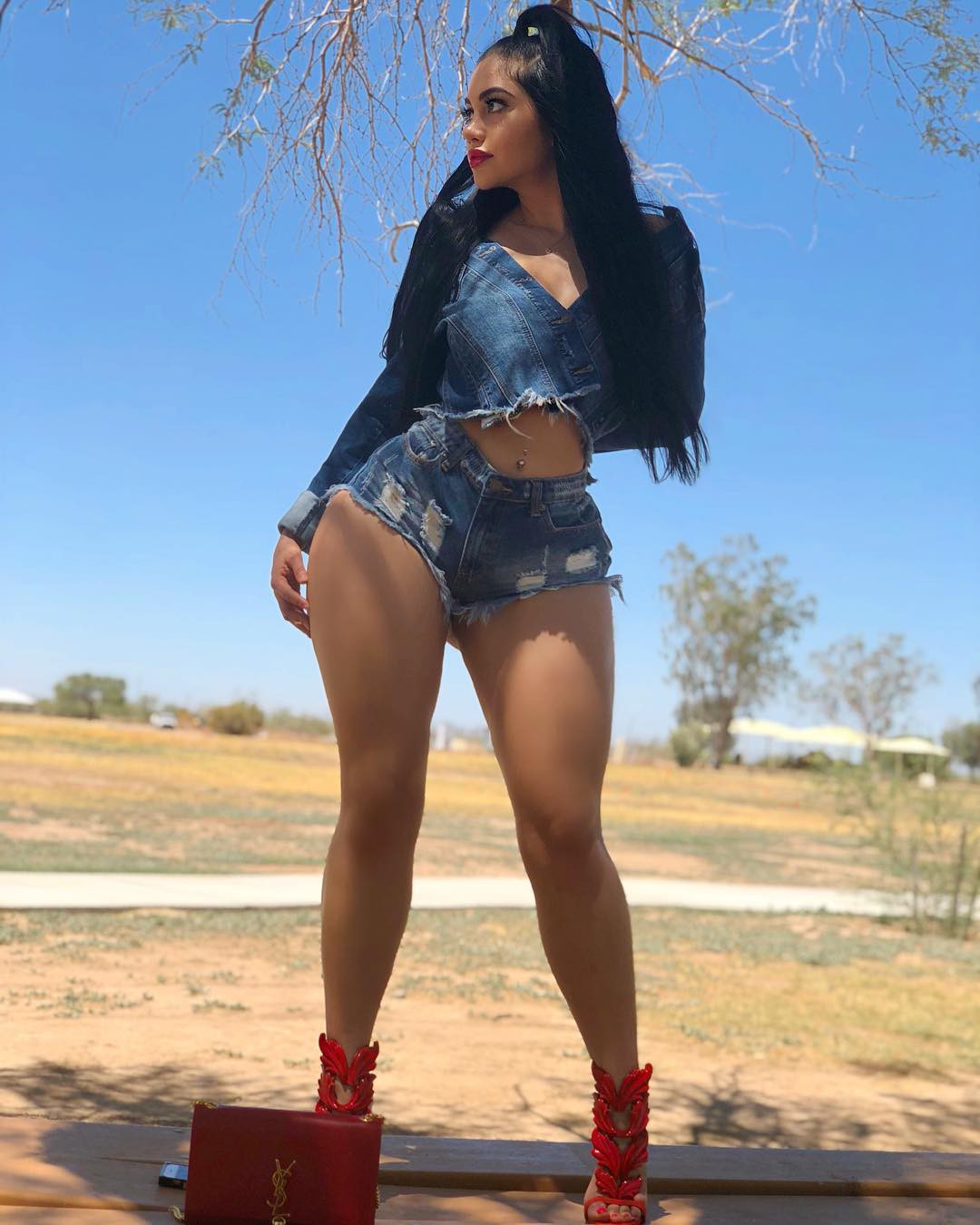 Jailyne ojeda denim shorts, Slim-fit pants