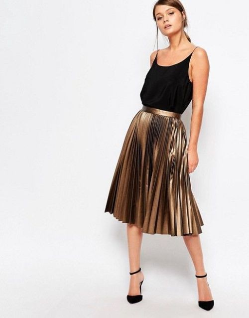 Asos gold pleated skirt, ASOS.com: Skirt Outfits,  Miss Selfridge,  Pleated Skirt  