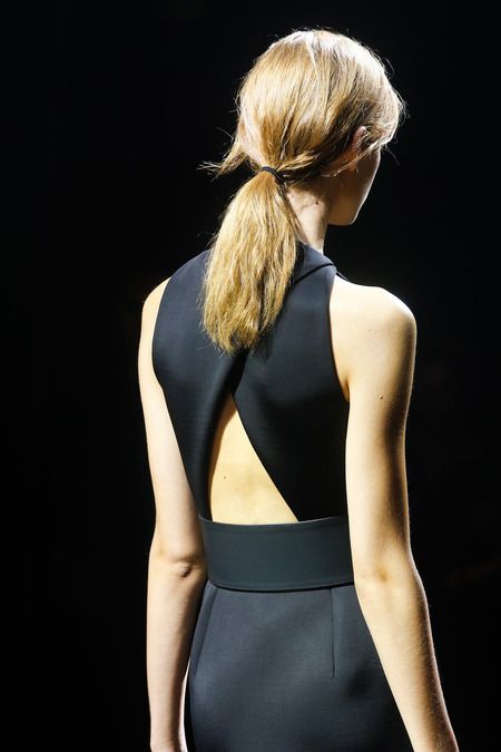 Unique trending fashion model, Backless dress: Backless dress,  Fashion show,  Long hair,  Haute couture,  Bare Back Dresses  