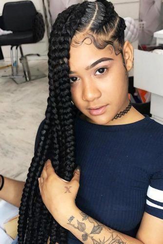 Jumbo lemonade braids with color: Long hair,  Hair Color Ideas,  Box braids,  Black hair,  Box Braids Hairstyle  