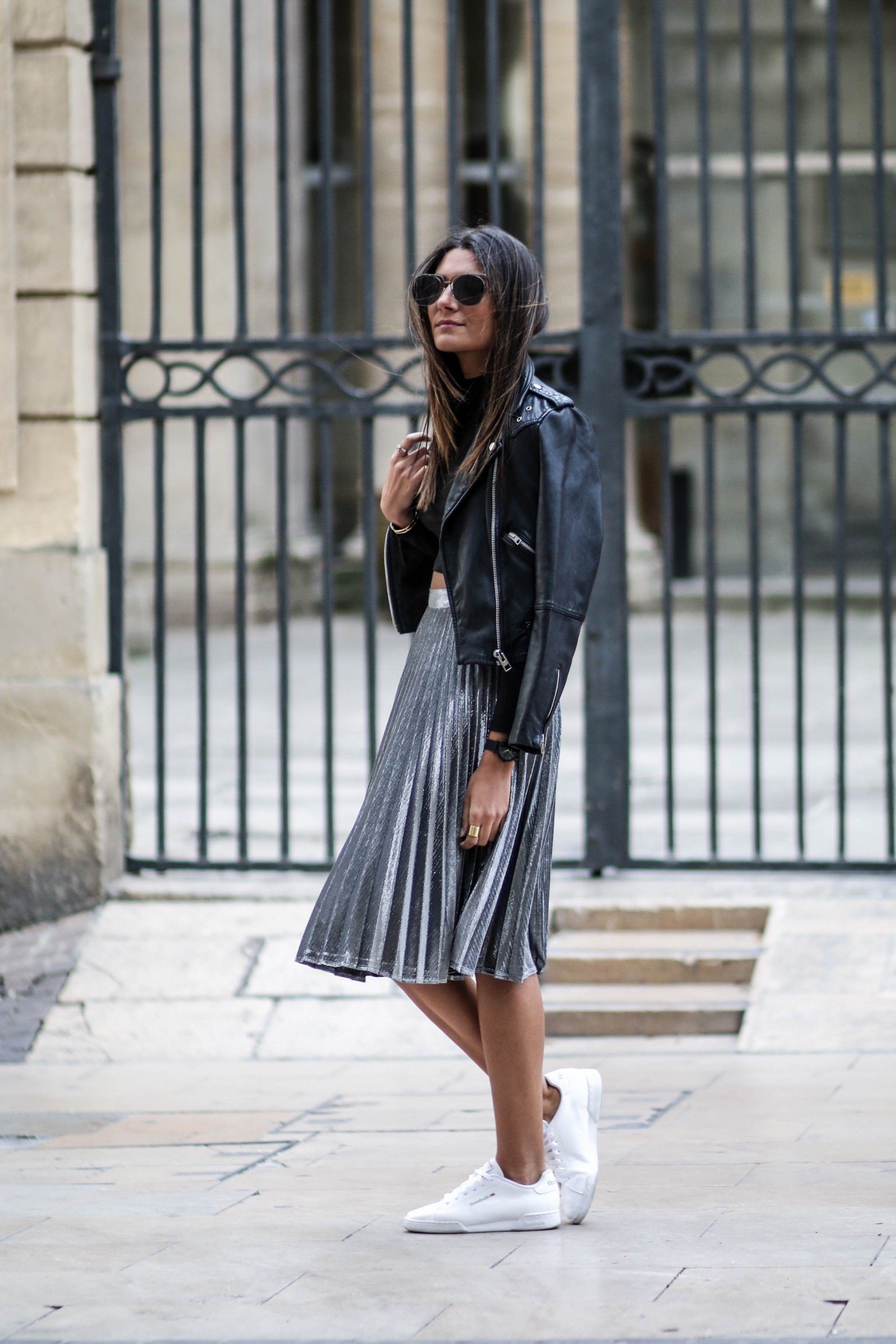 Look jupe plissÃ©e basket: fashion blogger,  Skirt Outfits,  Sports shoes,  Pleated Skirt  