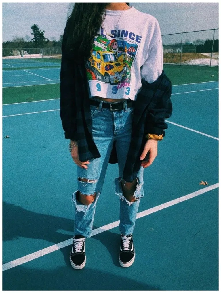 School Outfits Ideas, Street fashion, Denim skirt: School Outfit,  Street Style  