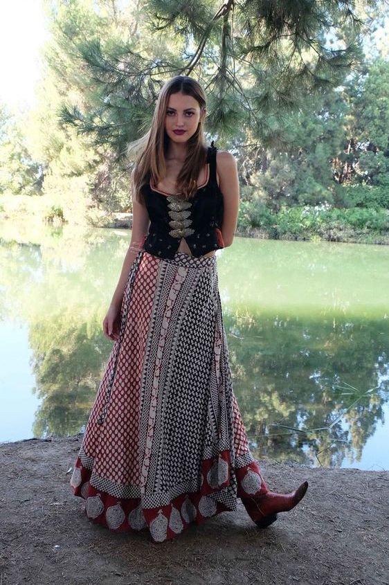 Polka dot Peasant Skirt Ideas, Wrap dress: Crop top,  Long Skirt,  Skirt Outfits  