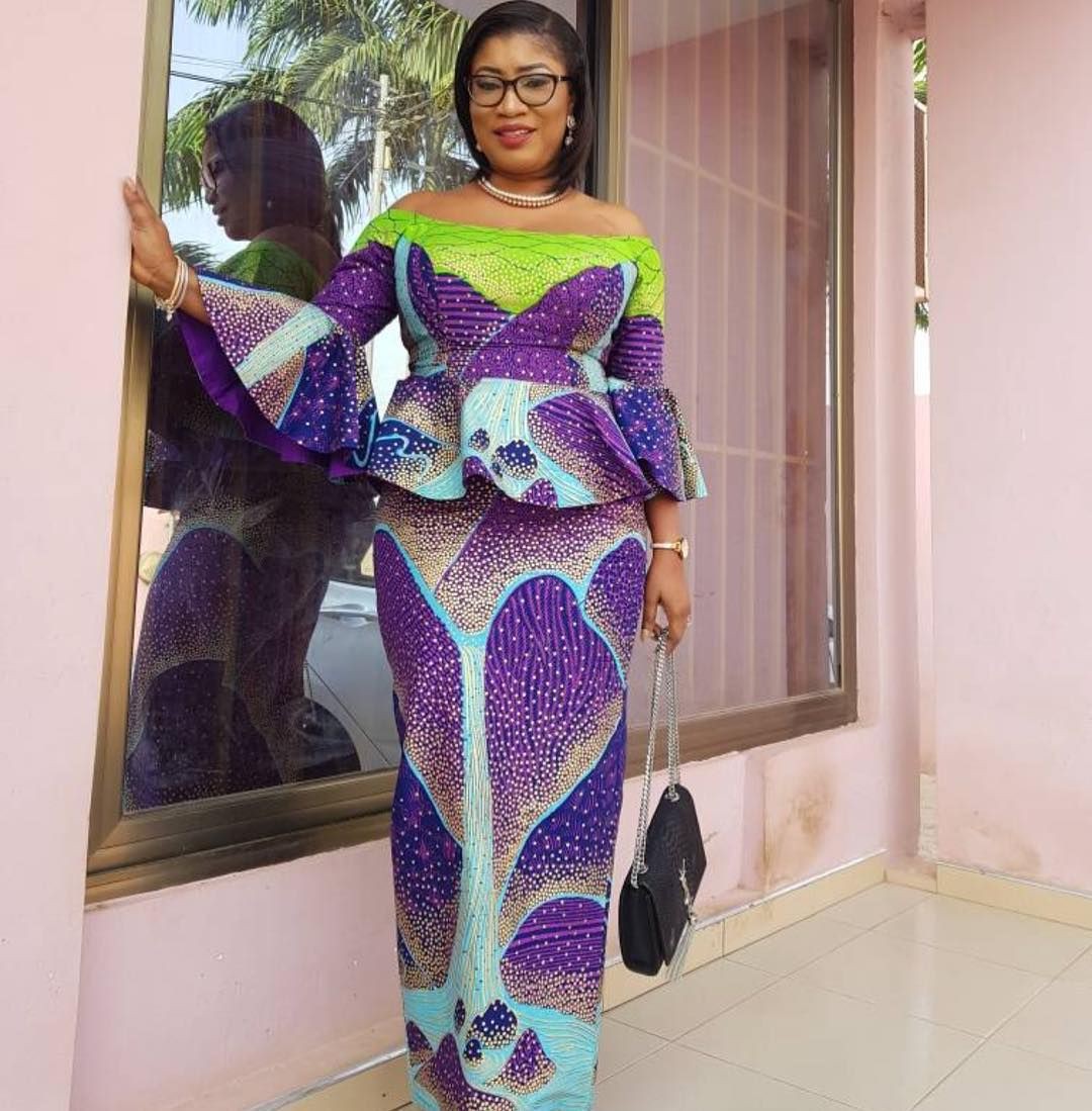 Ankara skirt and blouse 2018, African Dress: African Dresses,  Aso ebi,  Peplum jacket,  Kaba Styles  