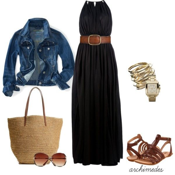 Outfit maxi vestido negro, Casual wear: Evening gown,  Maxi dress,  Casual Outfits,  Maxi Dress Shoes  