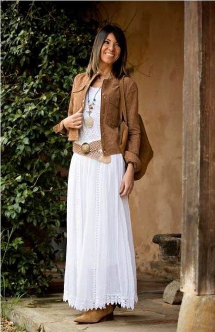 Faldas largas de moda, Casual wear: Skirt Outfits,  Casual Outfits  