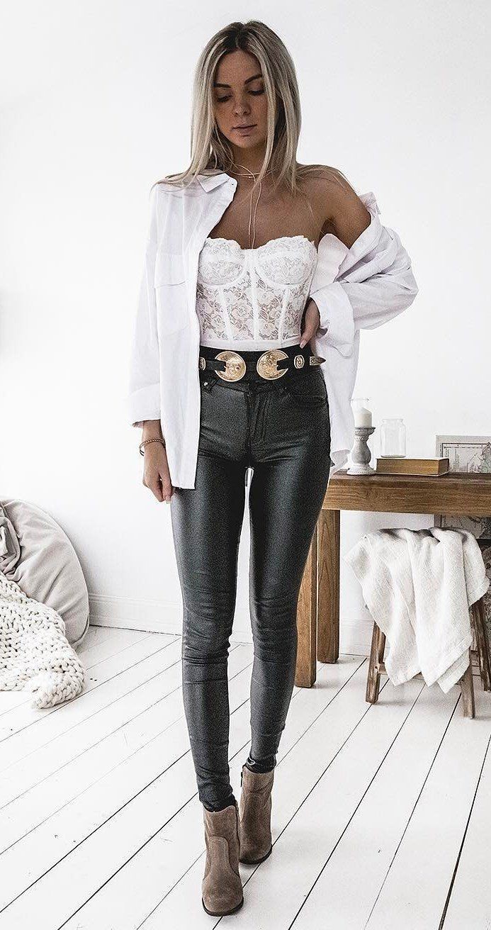 Adorable and stylish outfits inspo, Casual wear: Leather clothing,  Casual Outfits,  Leather Pant Outfits  