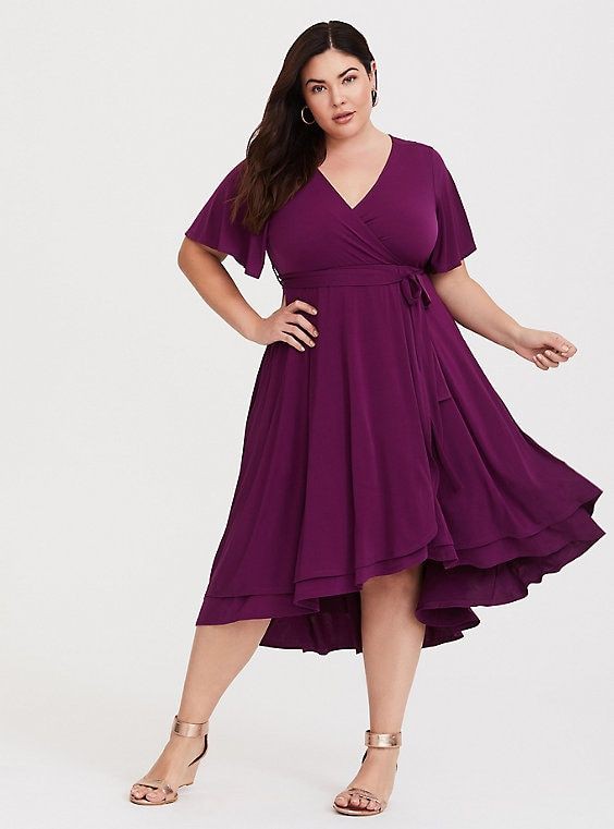 Berry Jersey Knit Faux Wrap Dress Beautiful Cocktail Dress For Plus Size Women: Cute Cocktail Dress,  Cocktail Outfits Summer,  Cocktail Plus-Size Dress,  Plus Size Party Outfits,  Plus Size Cocktail Attire  