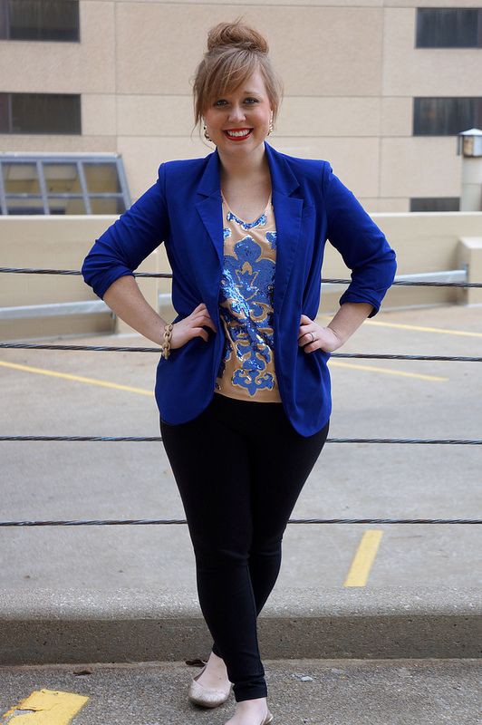 Dam hot cobalt blue, Pattern M: Blazer Outfit  