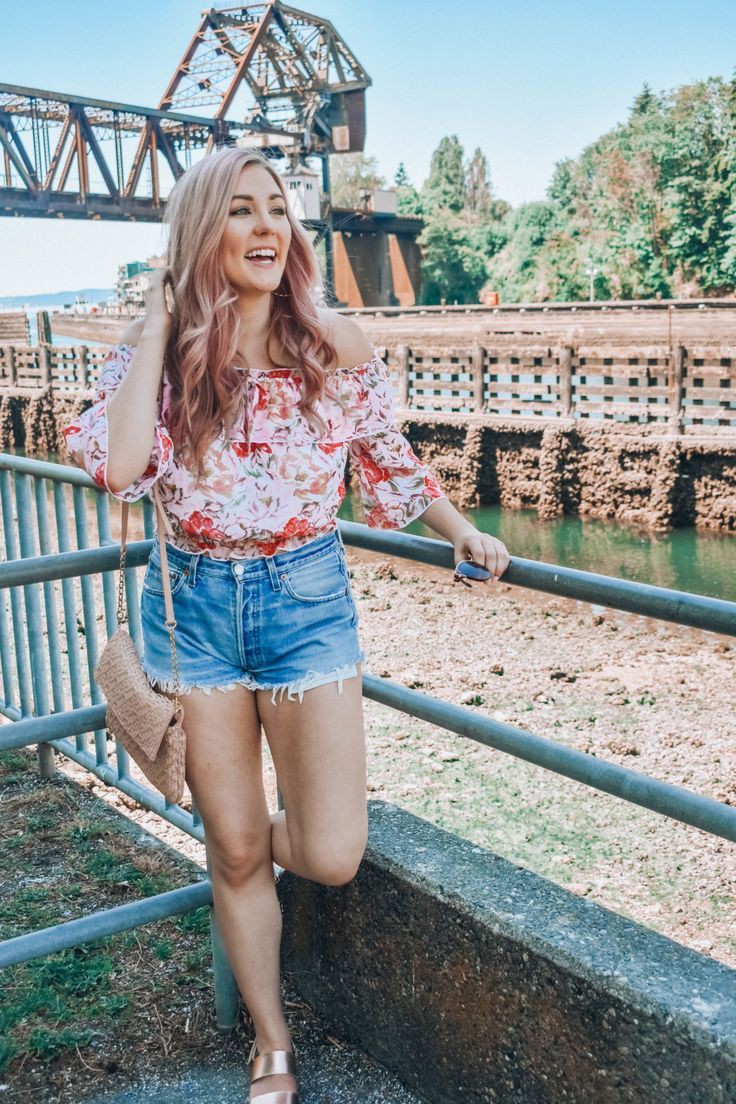 Summer Outfit: Floral Off-The-Shoulder Top - Amy Bjorneby | Summer Outfit Ideas 2020: Top,  Outfit Ideas,  summer outfits,  Floral Outfits  