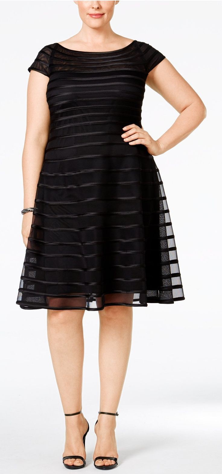 Plus Size Mesh Striped A-Line Dress Stylish Cocktail Dress For Plus-Size Girls: Cocktail Dresses,  Cocktail Outfits Summer,  Cute Cocktail Dress,  Cocktail Party Outfits,  Plus Size Party Outfits,  Plus Size Cocktail Attire,  Curvy Cocktail Dresses  