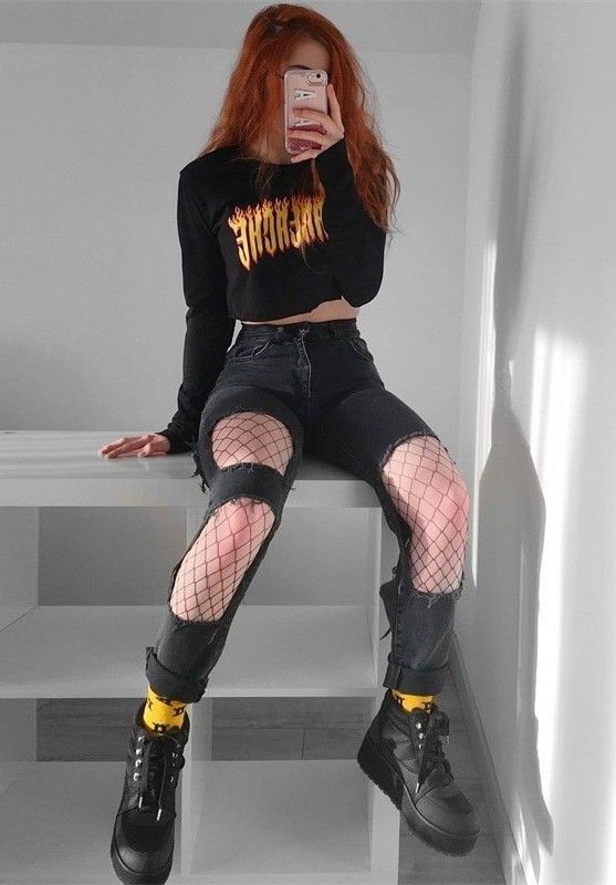 Trendy Fishnet Tight Attire For High School: Fishnet Leggings Outfit,  Fishnet Stocking  