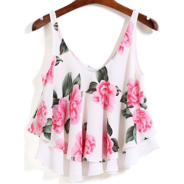 Floral loose crop top, sleeveless shirt, floral design, crop top: summer outfits,  Crop top,  Sleeveless shirt,  Floral design,  Pink Outfit  