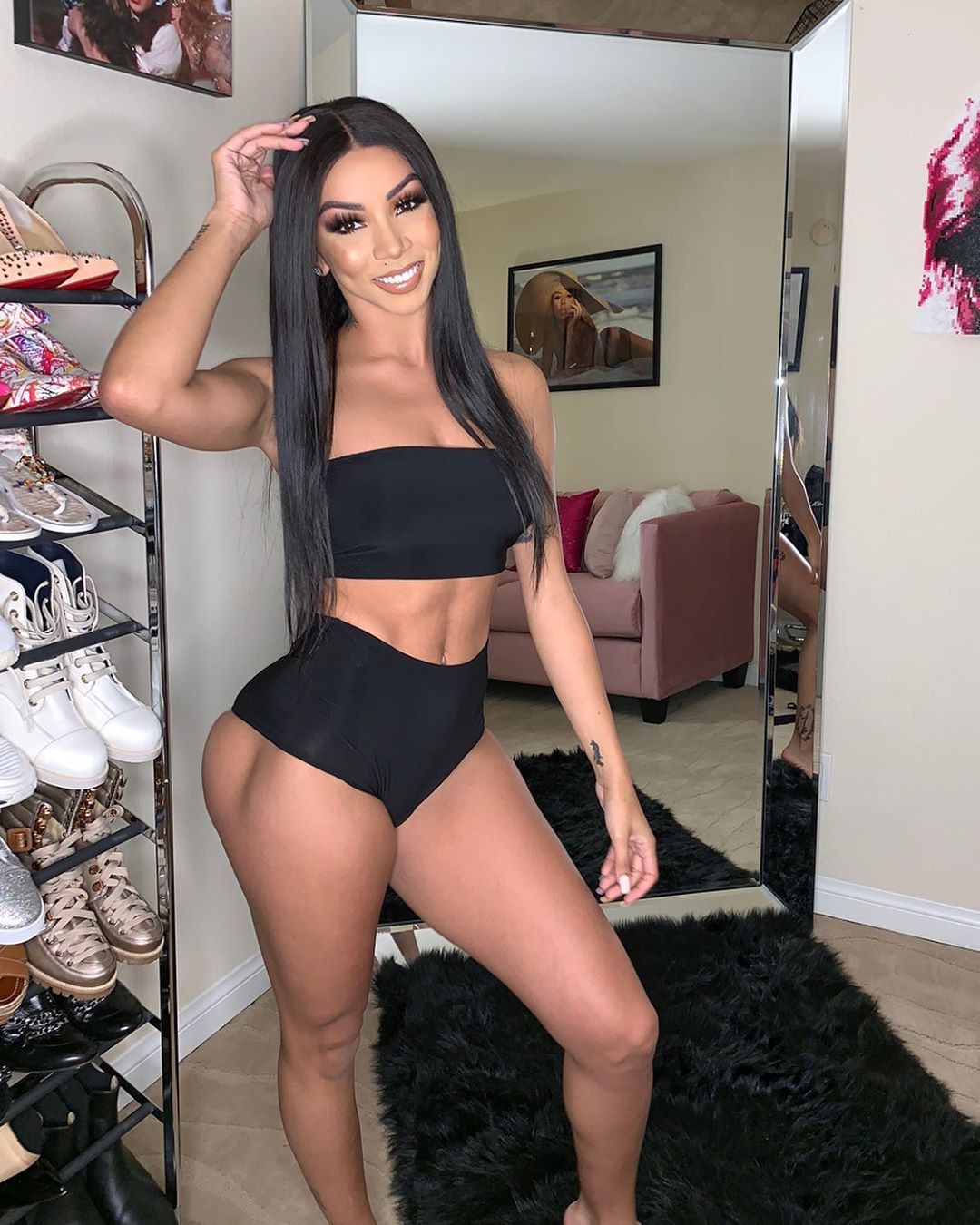 Brittany Renner lingerie matching outfit, female thighs, legs pic