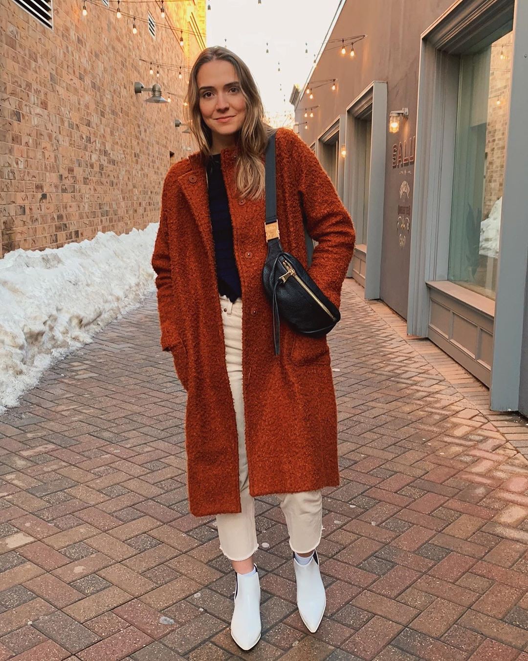 Orange and brown overcoat, coat, model photography: Casual Outfits,  Orange And Brown Outfit,  Wool Coat  