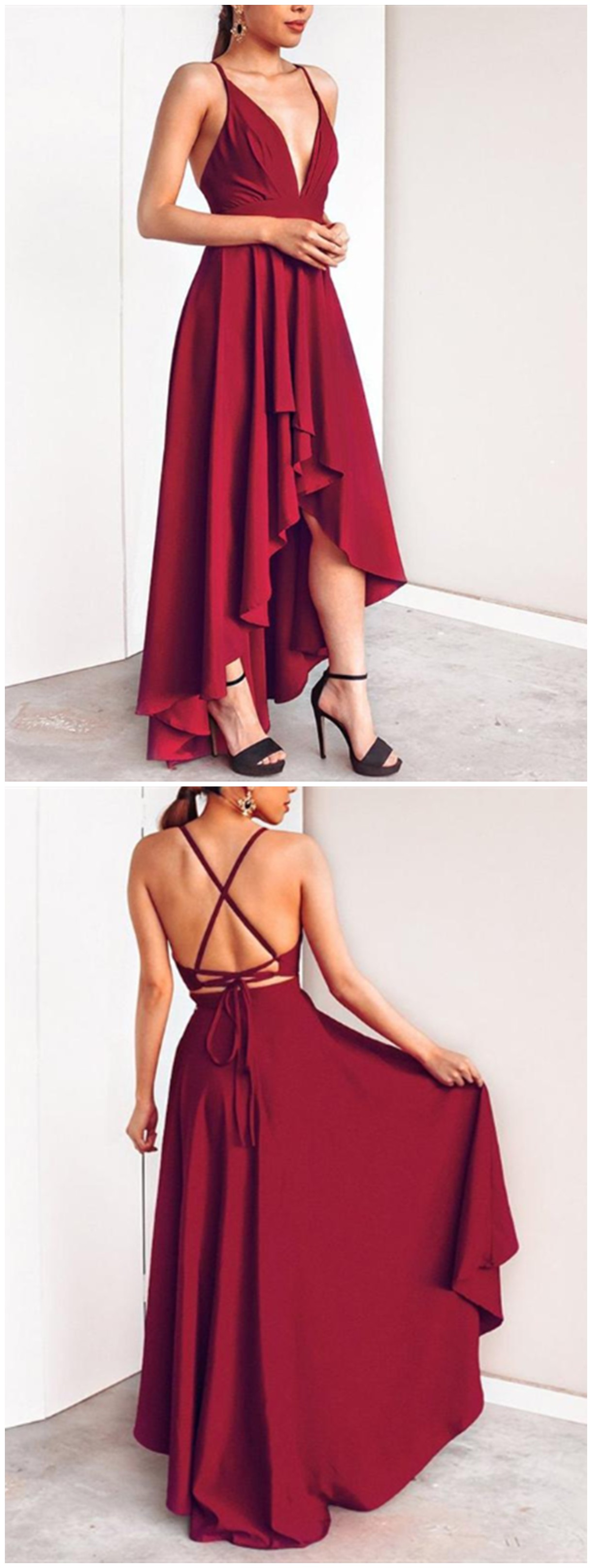 Outfit Stylevore vestido elegantes verano 2019, backless dress, cocktail dress, evening gown, party dress, formal wear, a line: party outfits,  Cocktail Dresses,  Backless dress,  Evening gown,  Prom Dresses,  Maroon And Red Outfit,  Red Gown  