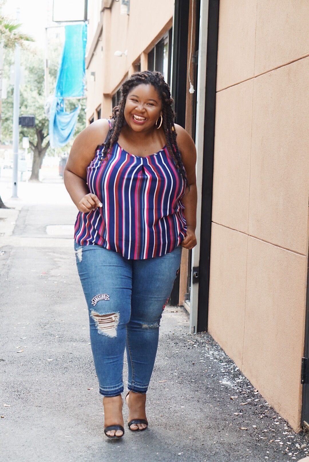 Thick girl big arms heavy petting zoo, only plus size: Electric blue,  Street Style,  Electric Blue And Blue Outfit  