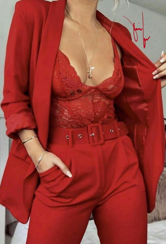 Sexy red power suit, backless dress