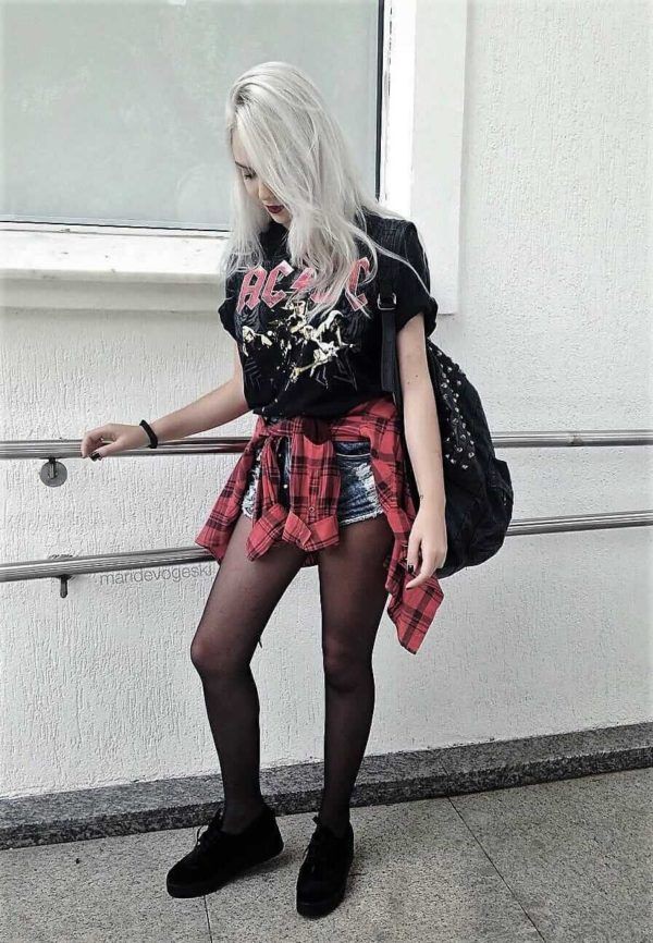 Classy outfit grunge outfit shorts, alternative fashion, brothel creeper, grunge fashion, t shirt: T-Shirt Outfit,  Grunge fashion,  fashioninsta,  Creepers Outfits  