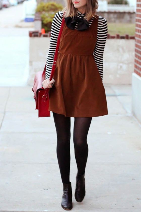 Ankle boots to wear with dresses: Boot Outfits,  Street Style,  Jumper Dress,  Maroon And Orange Outfit  