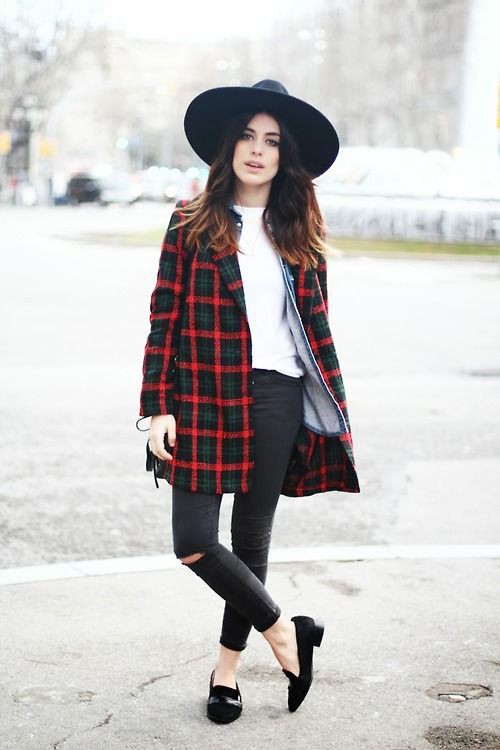 Sombreros hipster para mujer, hipster fashion, street fashion, casual wear, t shirt: T-Shirt Outfit,  Street Style,  Hipster Fashion,  Plaid Outfits  