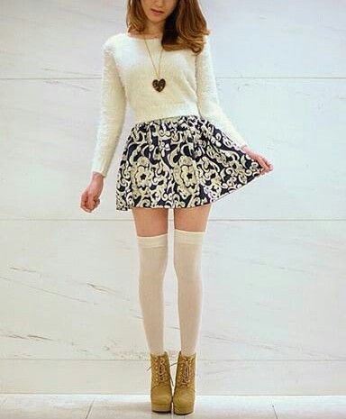 Cute knee high socks outfits white: fashion model,  Hot Girls,  White Outfit,  Knee highs,  Thigh High Socks  